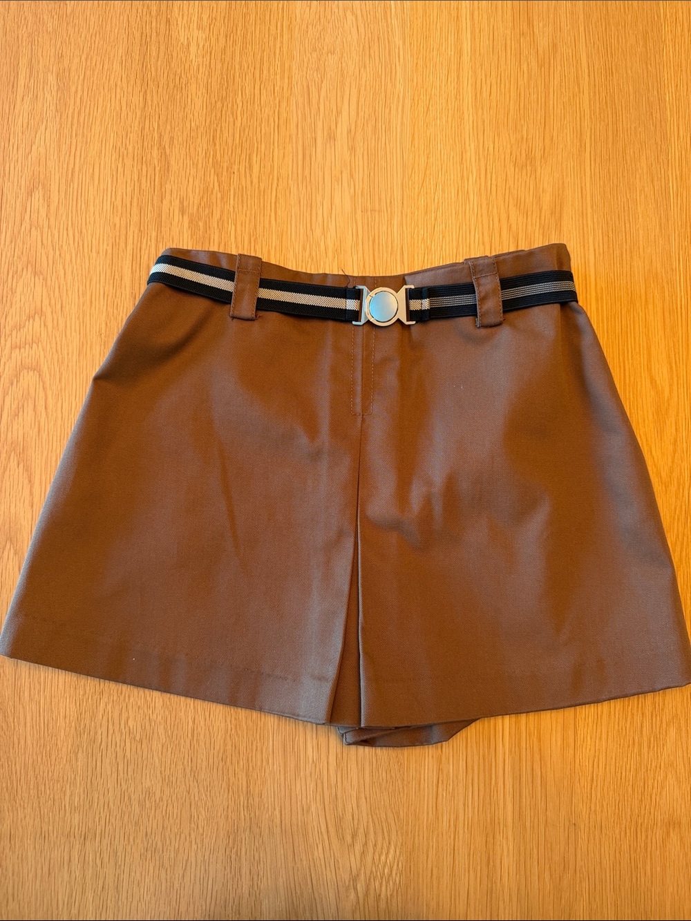 H&M Brown Women's Tailored Shorts with Striped Waistband